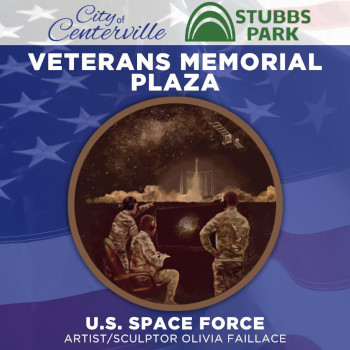 Bronze medallion design for Stubbs Park Memorial featuring members of the Space Force